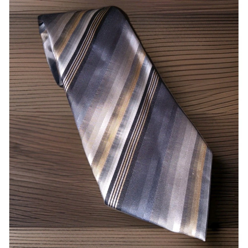 VAN HEUSEN Stripe Neck‎ Tie Black Gray Beige